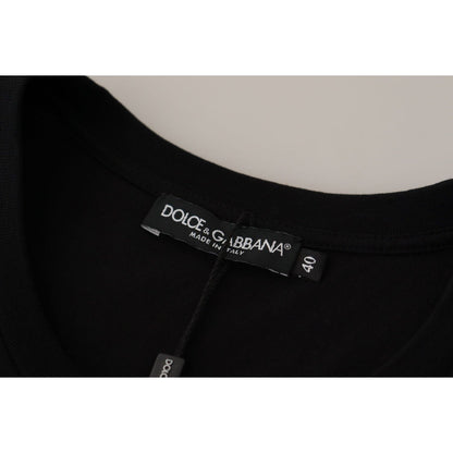 Dolce & Gabbana Black Logo Motive Crewneck Cotton T-shirt