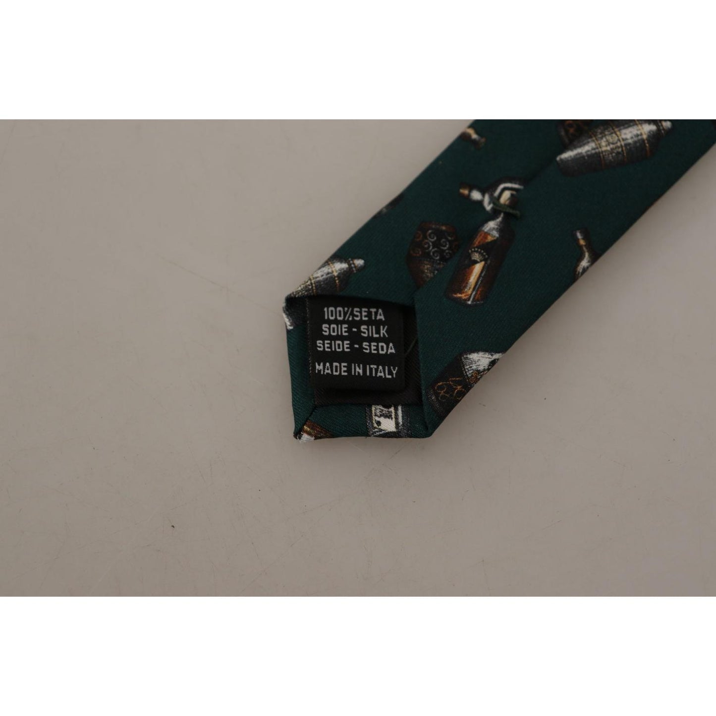 Dolce & Gabbana Black Bottle Fantasy Print Silk Adjustable Accessory Tie