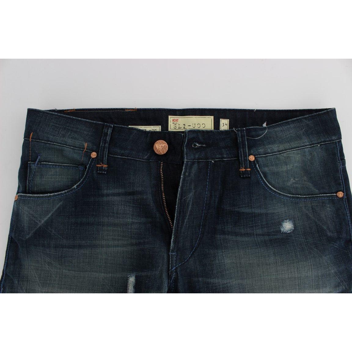 Acht Blue Wash Cotton Denim Slim Fit Jeans