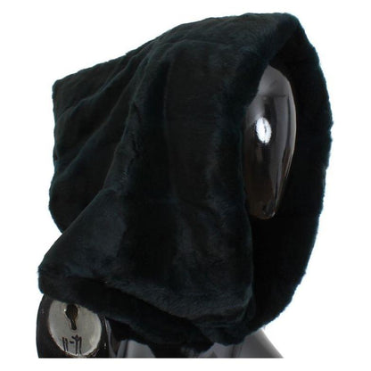 Dolce & Gabbana Green Weasel Fur Crochet Hood Scarf Hat Hat