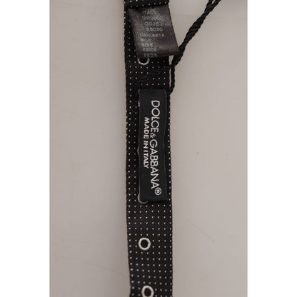Dolce & Gabbana Black White Polka Dot 100% Silk Neck Papillon Tie