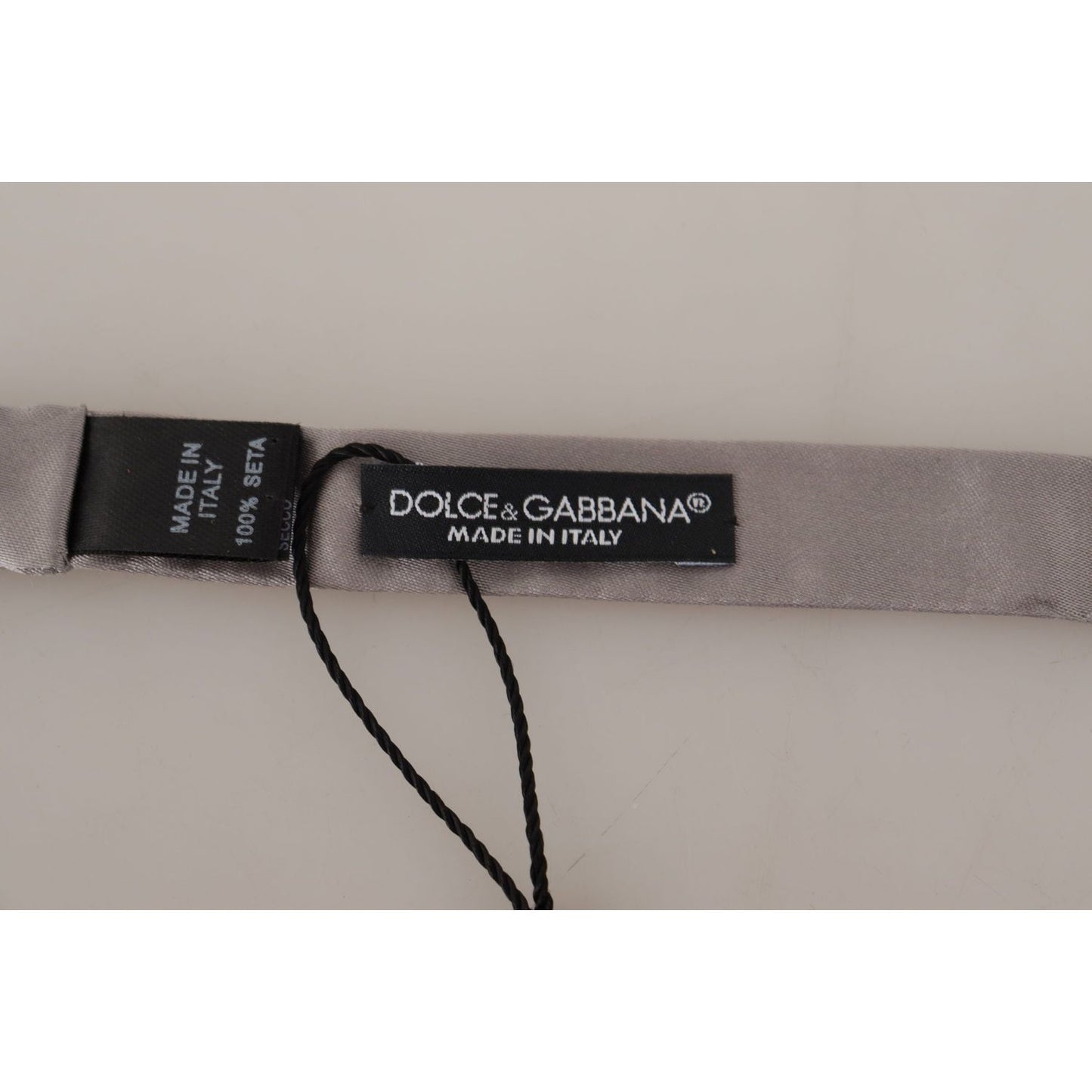 Dolce & Gabbana Silver 100% Silk Slim Adjustable Neck Papillon Tie