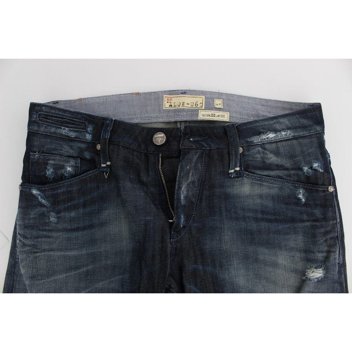 Acht Blue Cotton Regular Straight Fit Jeans Jeans & Pants