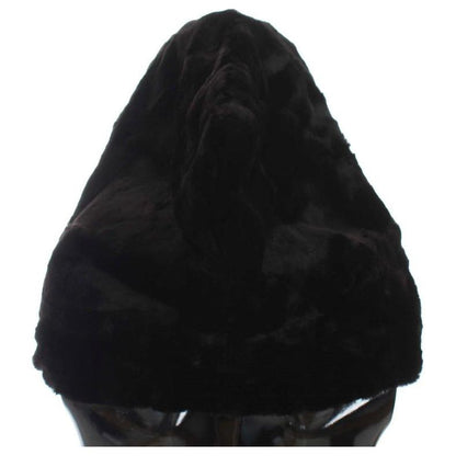 Dolce & Gabbana Black Weasel Fur Crochet Hood Scarf Hat Hood Scarf