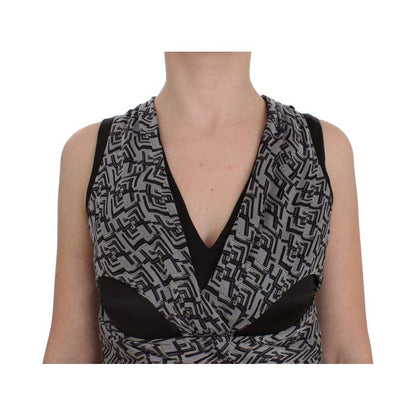 Karl Lagerfeld Gray Black Silk Blouse Top