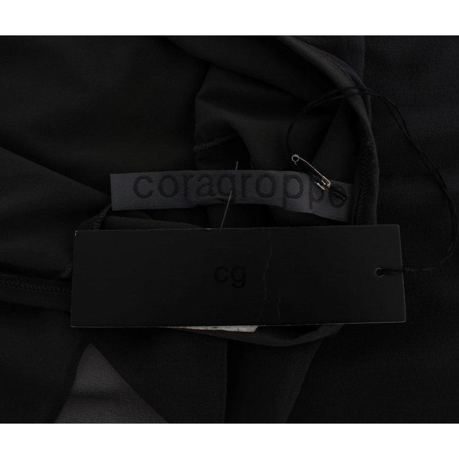 CORA GROPPO Gray Blue Stretch Blouse Top