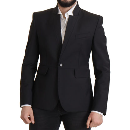Dolce & Gabbana Black Wool Single Breasted Coat Men Blazer