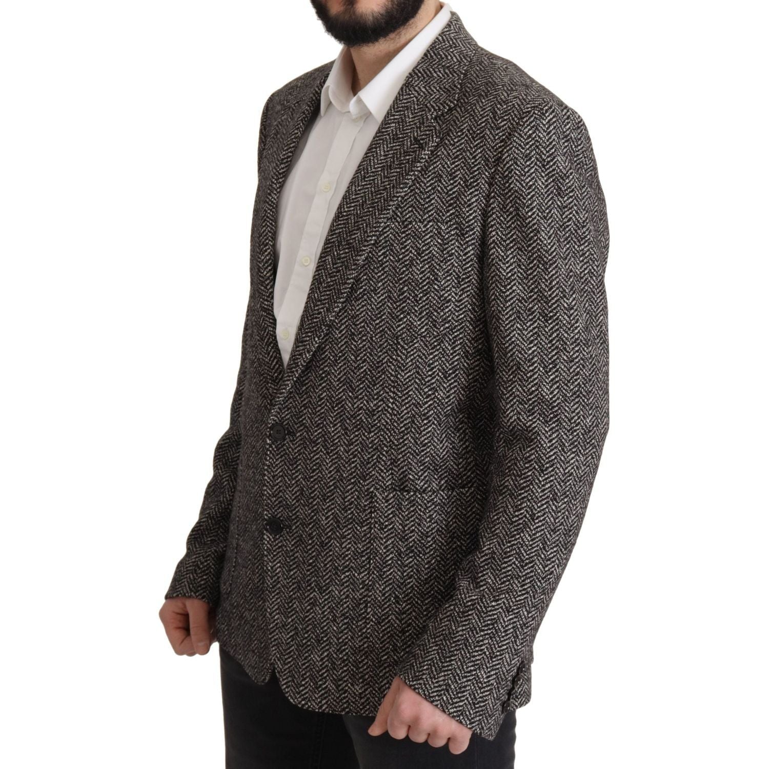 Dolce & Gabbana Gray Cotton Single Breasted Fantasy Blazer