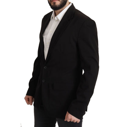 Dolce & Gabbana Black Wool Single Breasted Coat Blazer