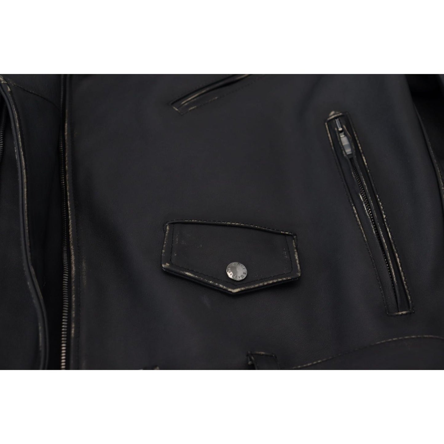 Dolce & Gabbana Black Leather Biker Coat Zipper Jacket JKT3334- 46