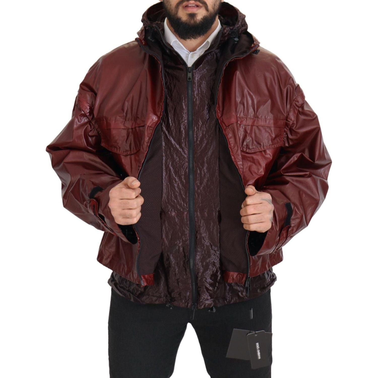 Dolce & Gabbana Bordeaux Cotton Hooded Full Zip Jacket