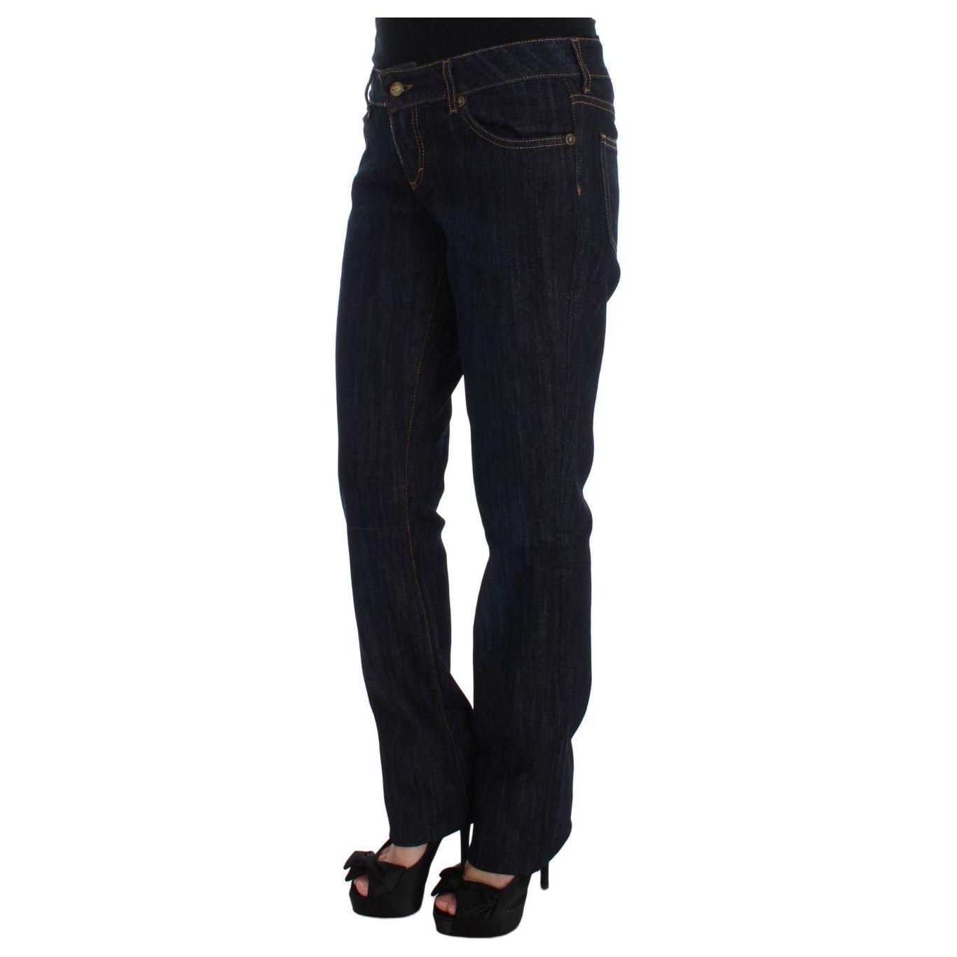 Cavalli Blue Cotton Straight Fit Stretch Jeans