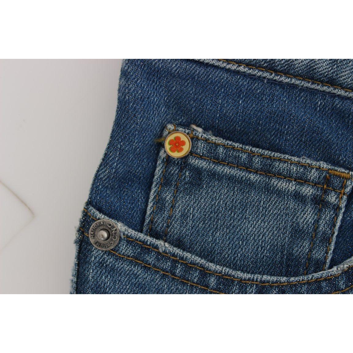 Costume National Blue Cotton Slim Fit Cropped Jeans Jeans & Pants