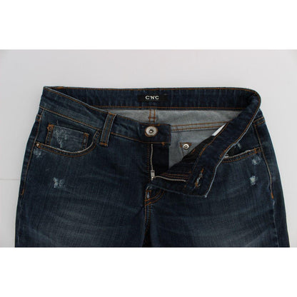 Costume National Blue Cotton Blend Bootcut Jeans Jeans & Pants