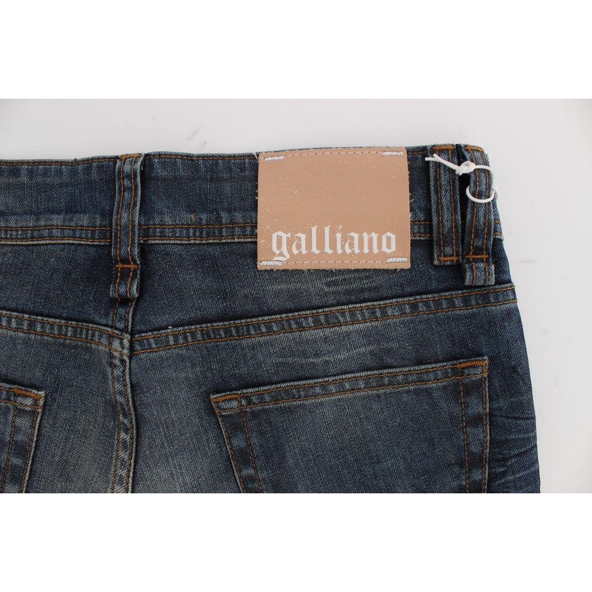 John Galliano Blue Wash Cotton Blend Slim Fit Jeans