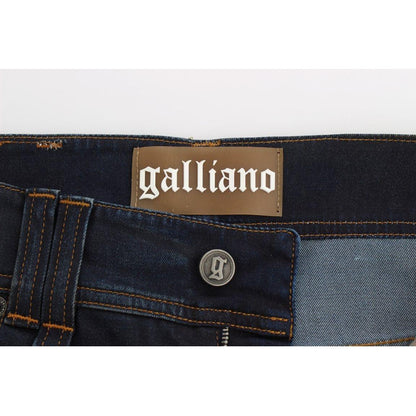 John Galliano Blue Wash Cotton Blend Boyfriend Fit Jeans