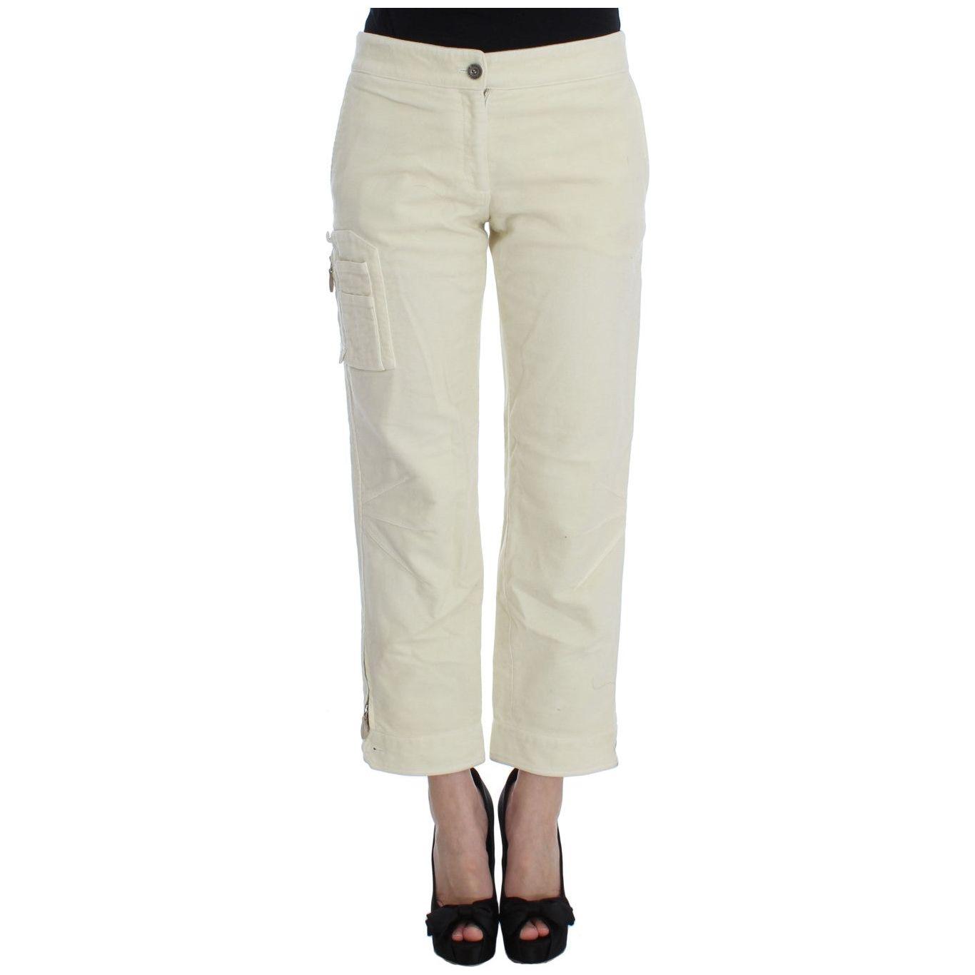 Ermanno Scervino Beige Cotton Capri Cropped Cargo Pants Jeans & Pants
