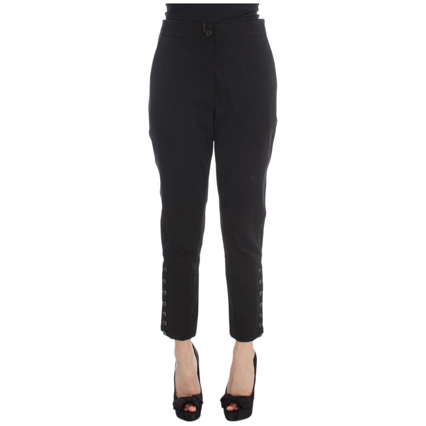Ermanno Scervino Black Cotton Blend Capri Cropped Pants