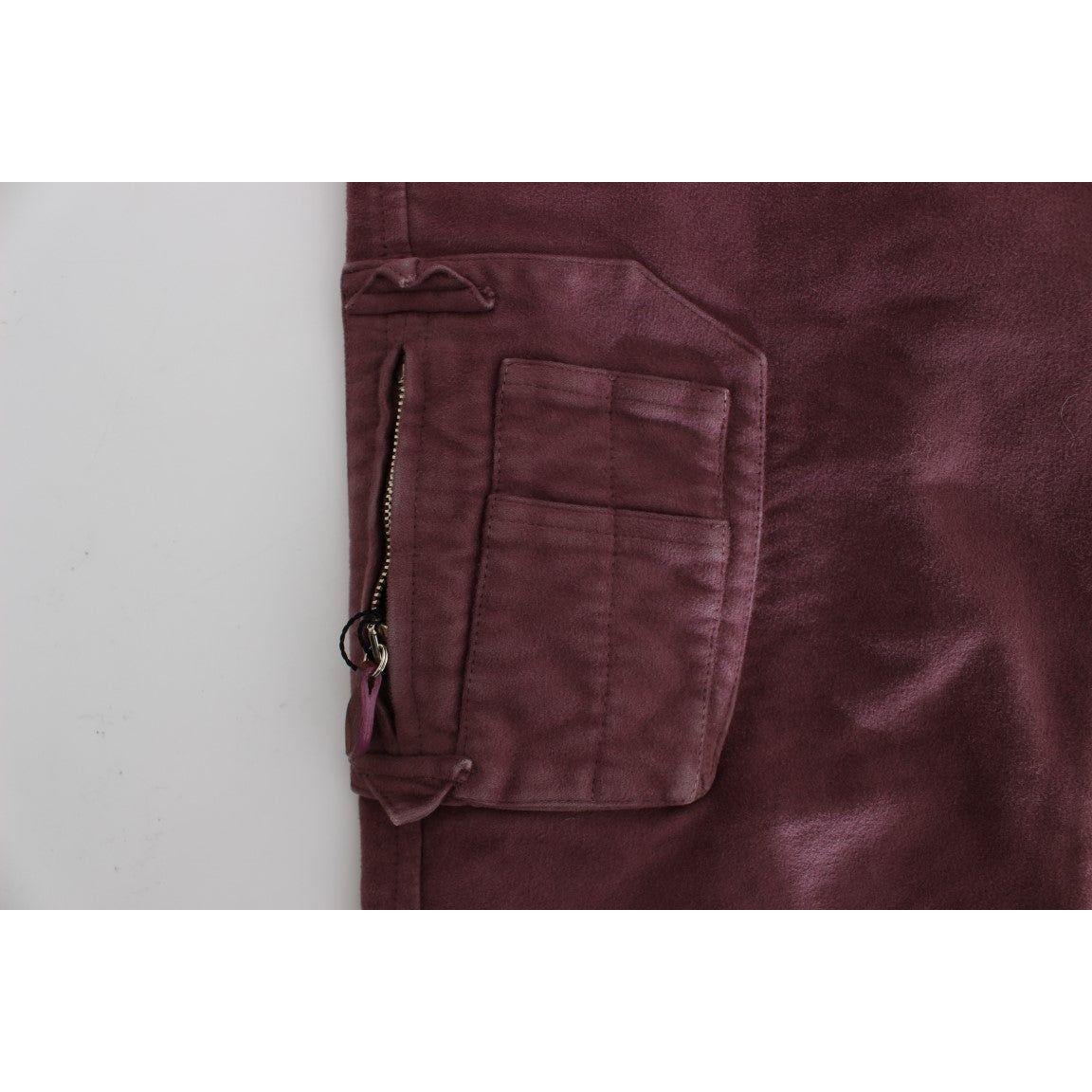 Ermanno Scervino Bordeaux Cotton Cropped Cargo Pants