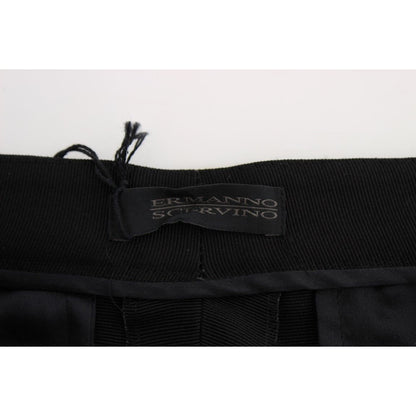 Ermanno Scervino Black Striped Cotton Blend Wide Legs Pants