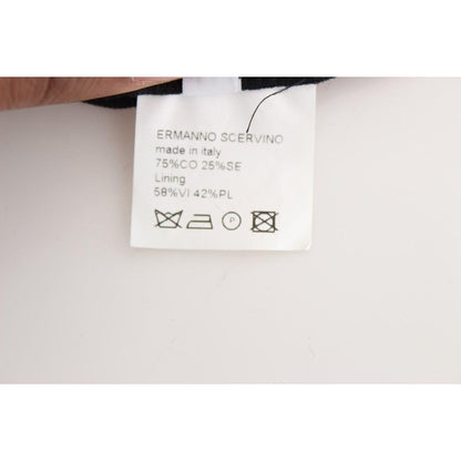 Ermanno Scervino Black Striped Cotton Blend Wide Legs Pants