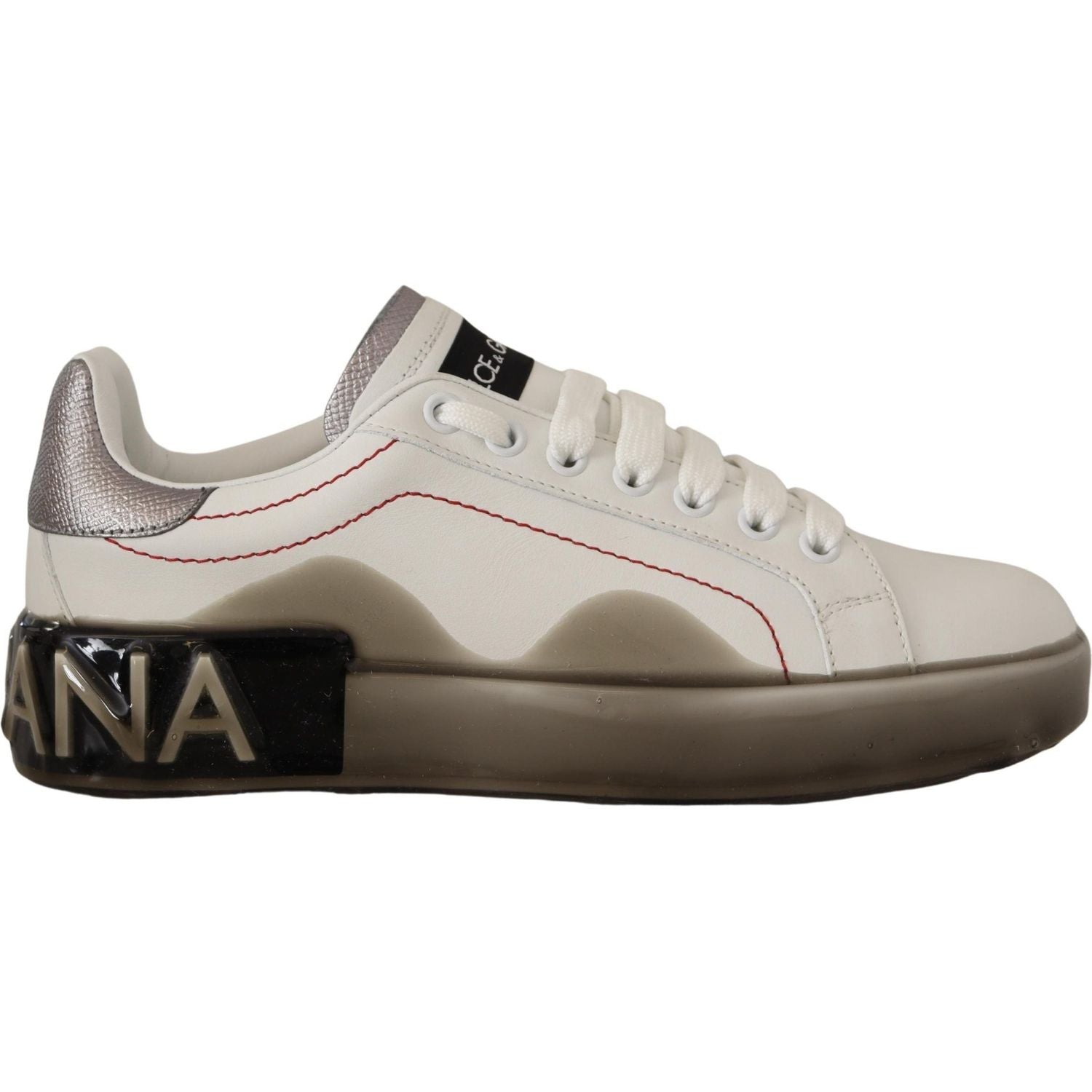 Dolce & Gabbana White Leather Shoes Womens Logo Portofino Sneakers