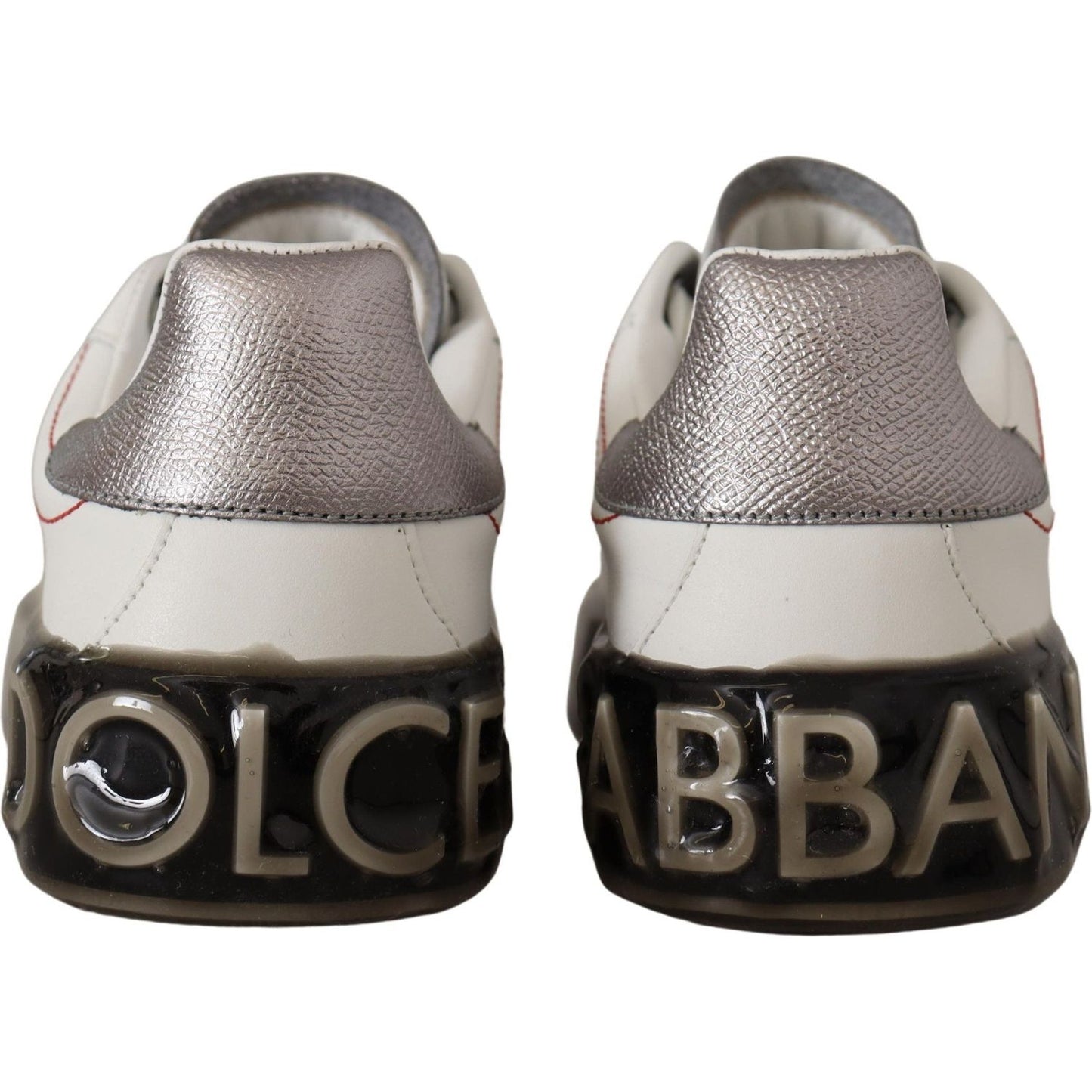 Dolce & Gabbana White Leather Shoes Womens Logo Portofino Sneakers