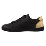 Dolce & Gabbana Black Gold Leather Low Top Sneakers Womens Shoes