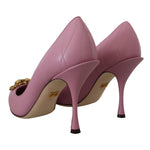 Dolce & Gabbana Pink Leather Heart DEVOTION Heels Pumps Shoes
