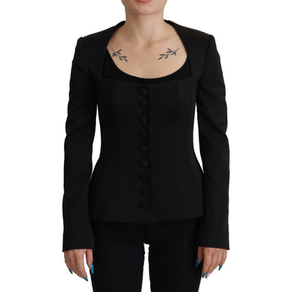 Dolce & Gabbana Black Slim Fit Long Sleeves Snap Jacket