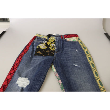 Dolce & Gabbana Blue Patchwork High Waist Denim Jeans