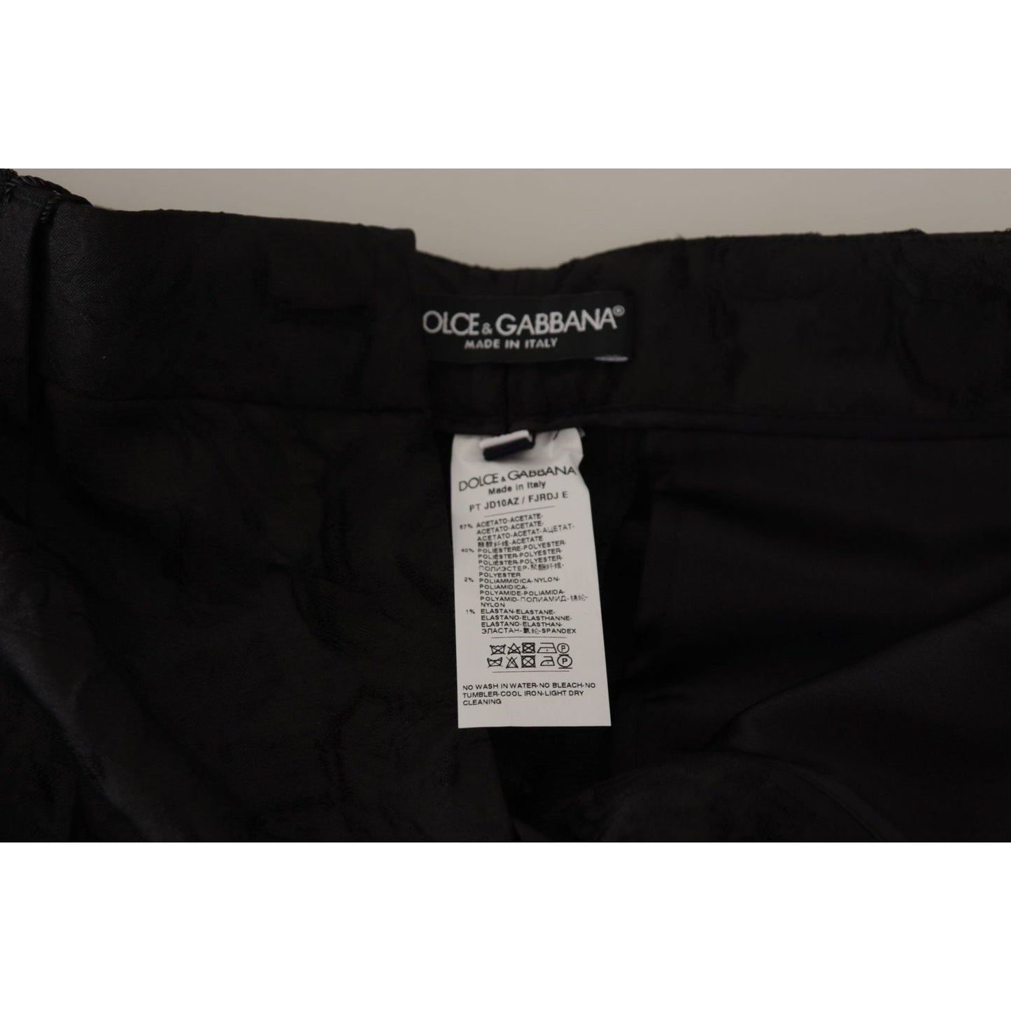 Dolce & Gabbana Black Brocade Cropped High Waist Pants