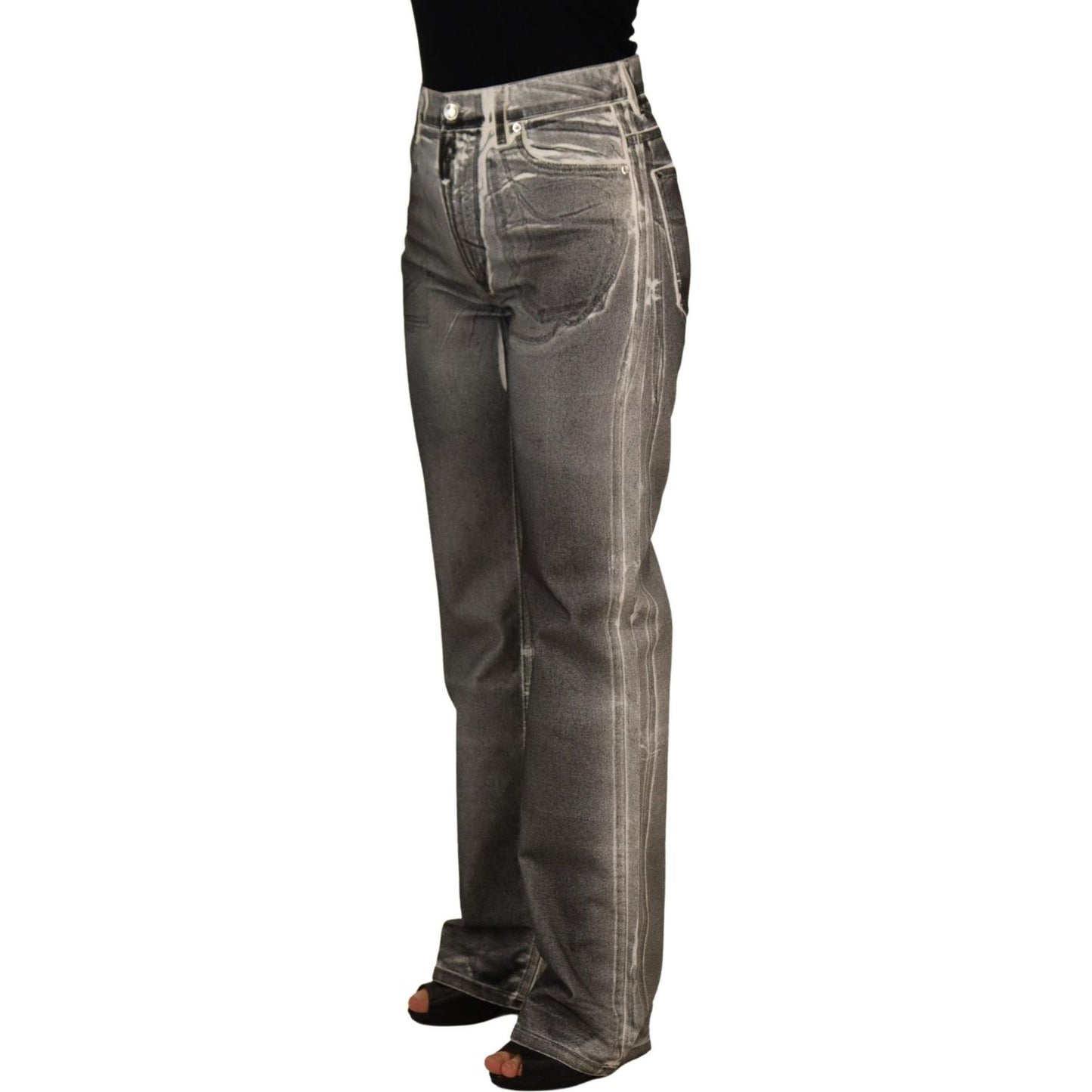 Dolce & Gabbana Grey Washed High Waist Denim Pants Cotton Jeans