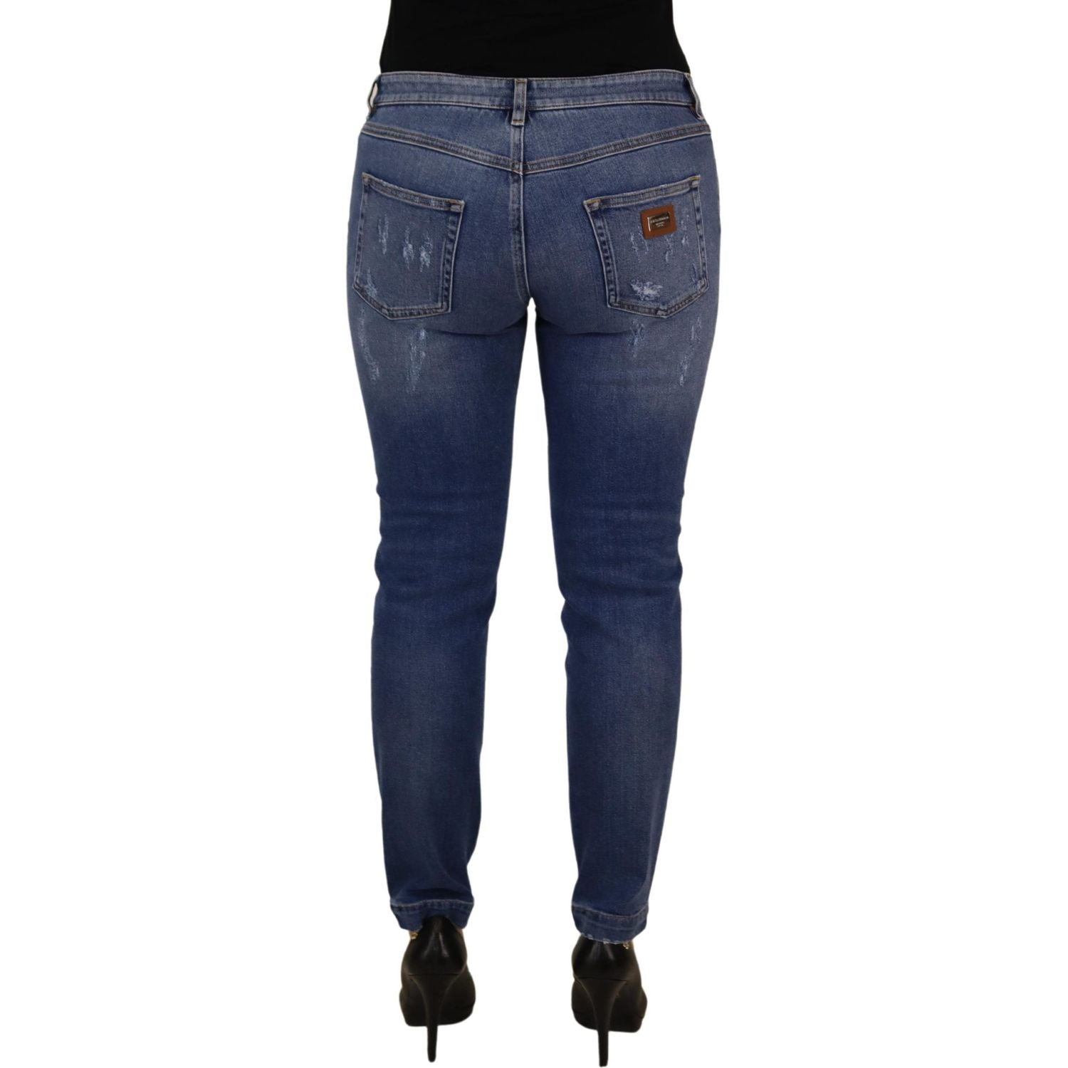 Dolce & Gabbana Blue Washed Cotton Skinny Low Waist Denim Jeans
