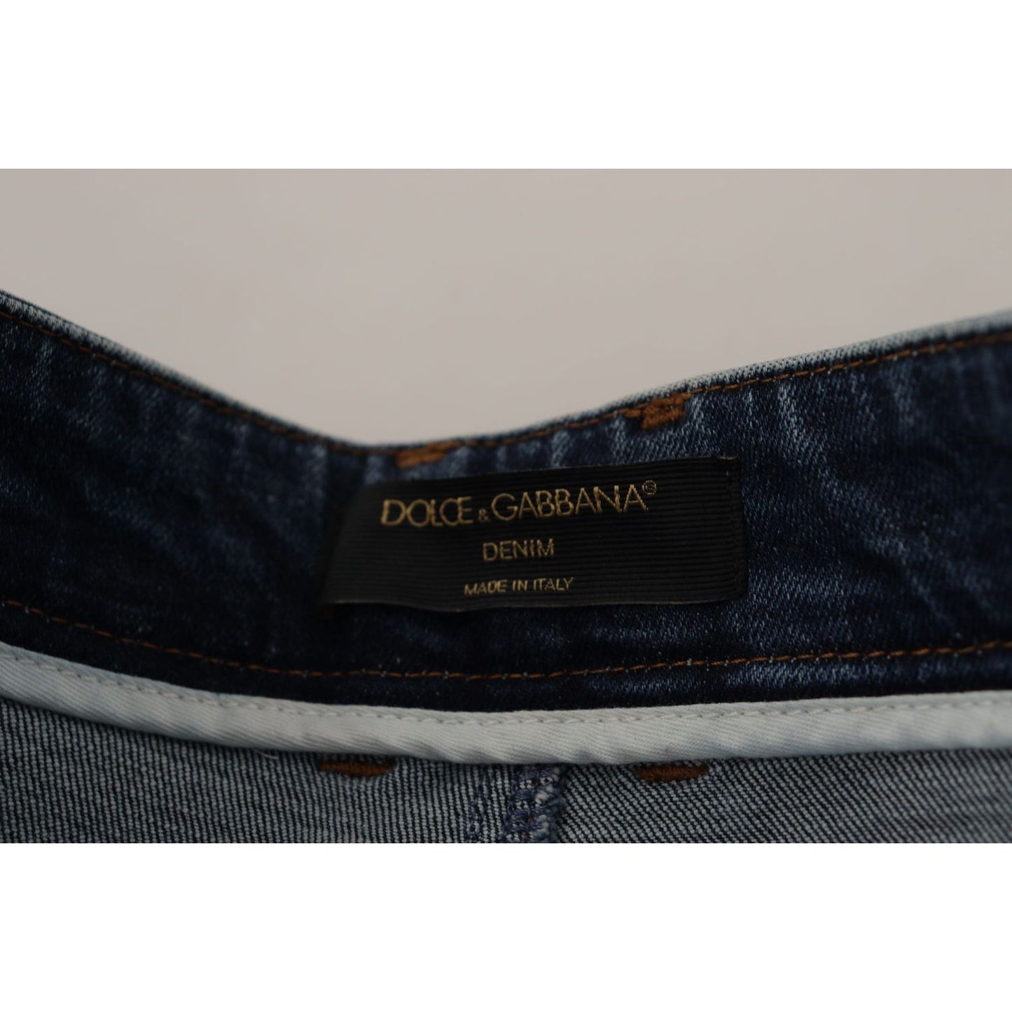 Dolce & Gabbana Blue Denim Crystal Embellished Pants Jeans