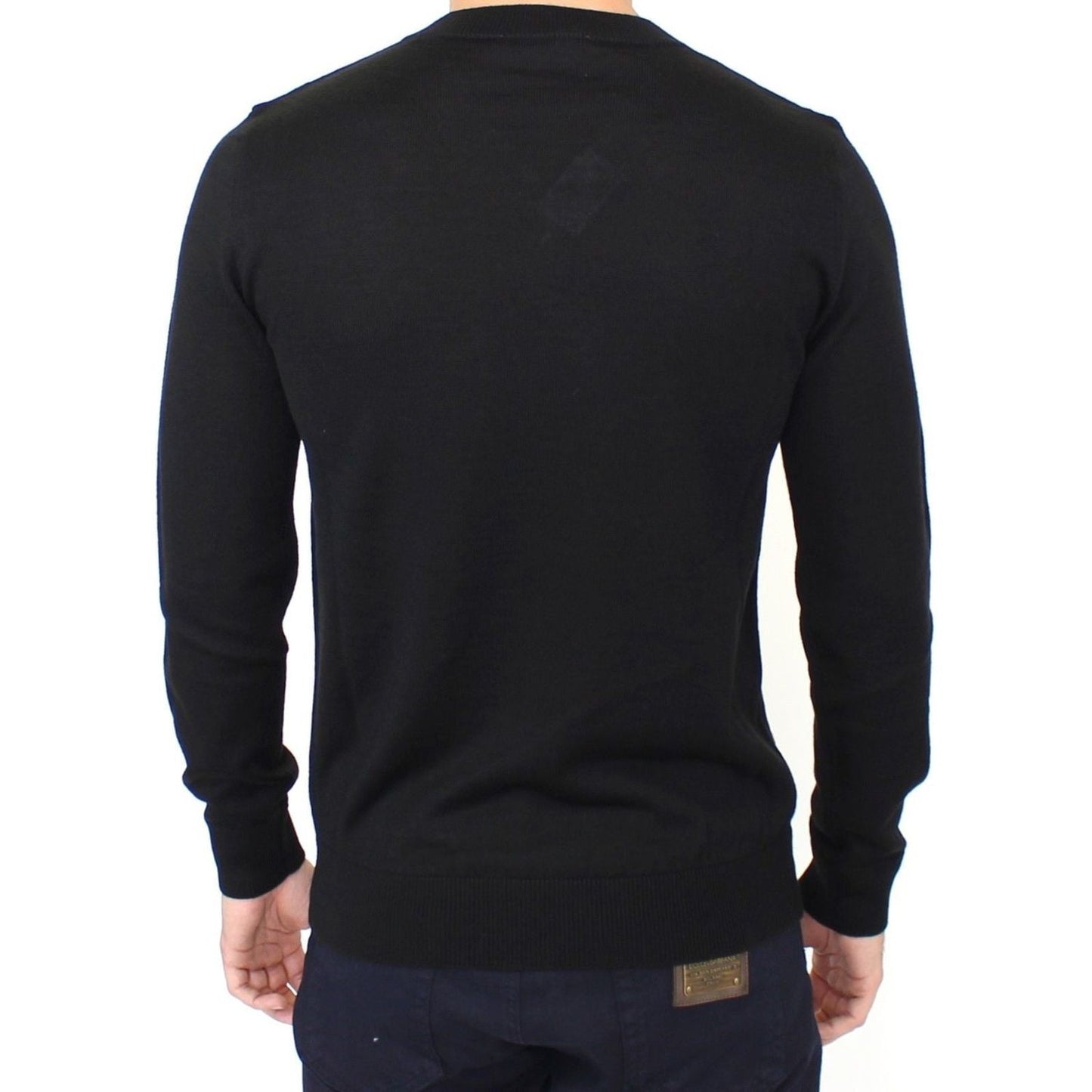 Ermanno Scervino Black Wool Blend V-neck Pullover Sweater
