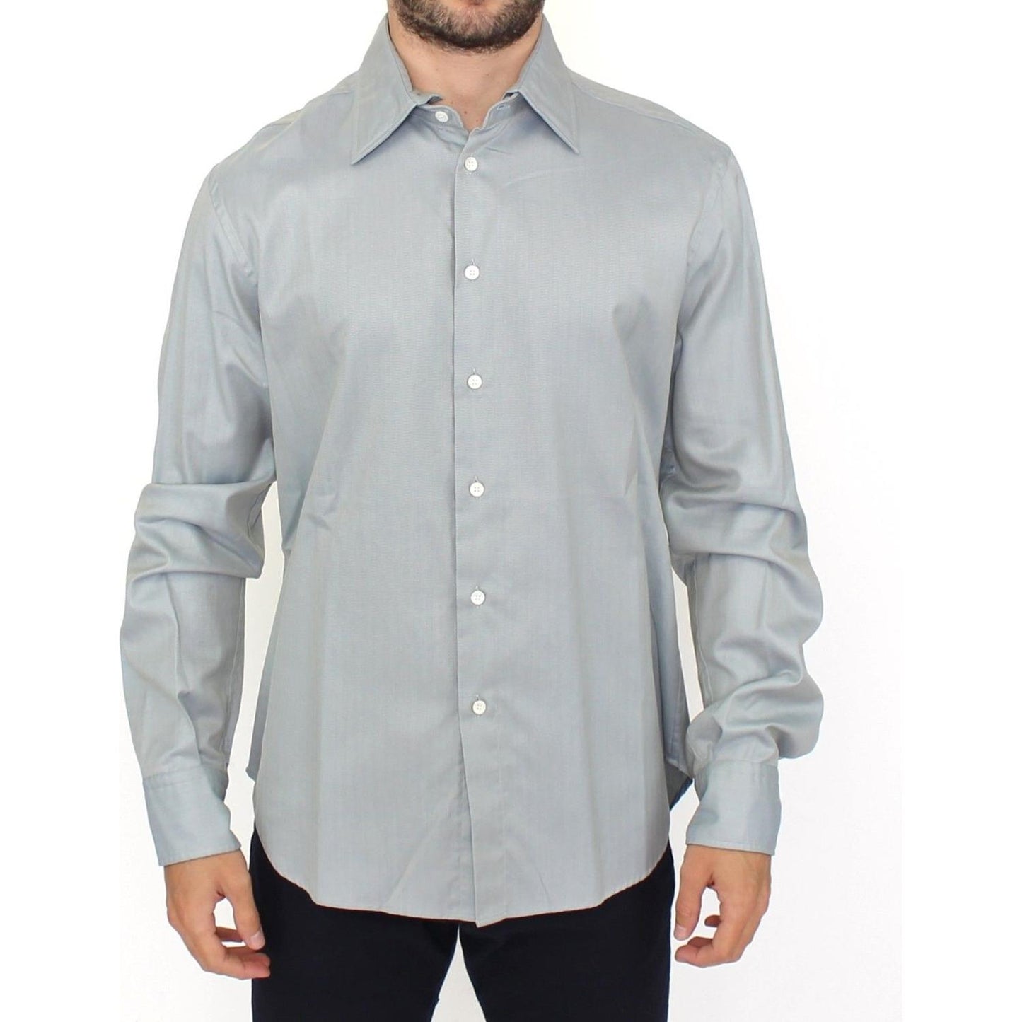 Ermanno Scervino Gray Cotton Long Sleeve Casual Shirt Top