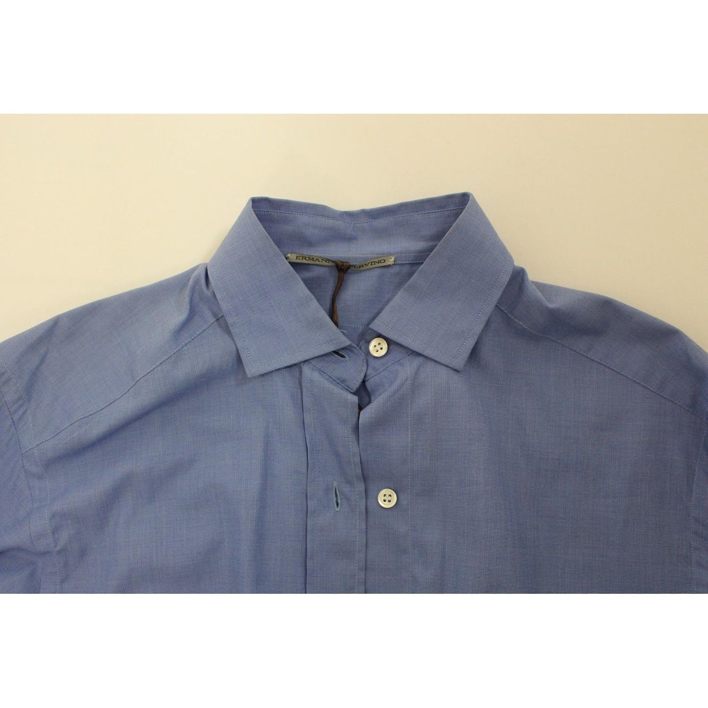 Ermanno Scervino Blue Cotton Dress Classic Fit Shirt