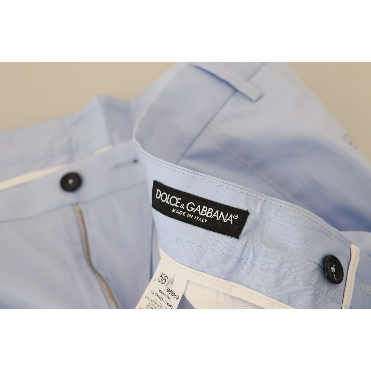 Dolce & Gabbana Blue Cotton Stretch Trousers Chinos Pants