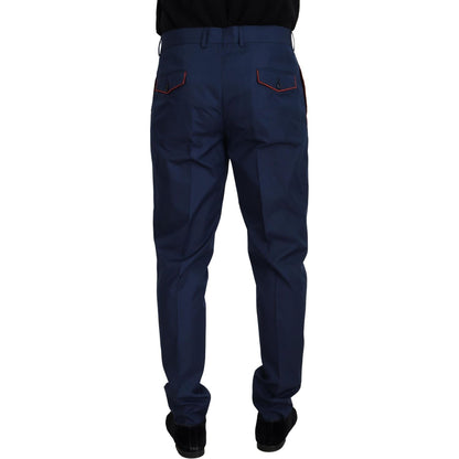 Dolce & Gabbana Blue Cotton Silk Trousers Chinos Pants