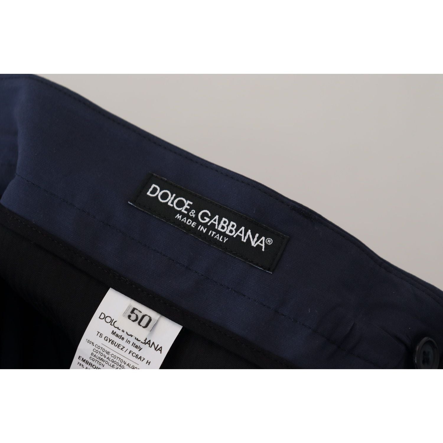 Dolce & Gabbana Blue Cotton Slim Trousers Chinos Pants