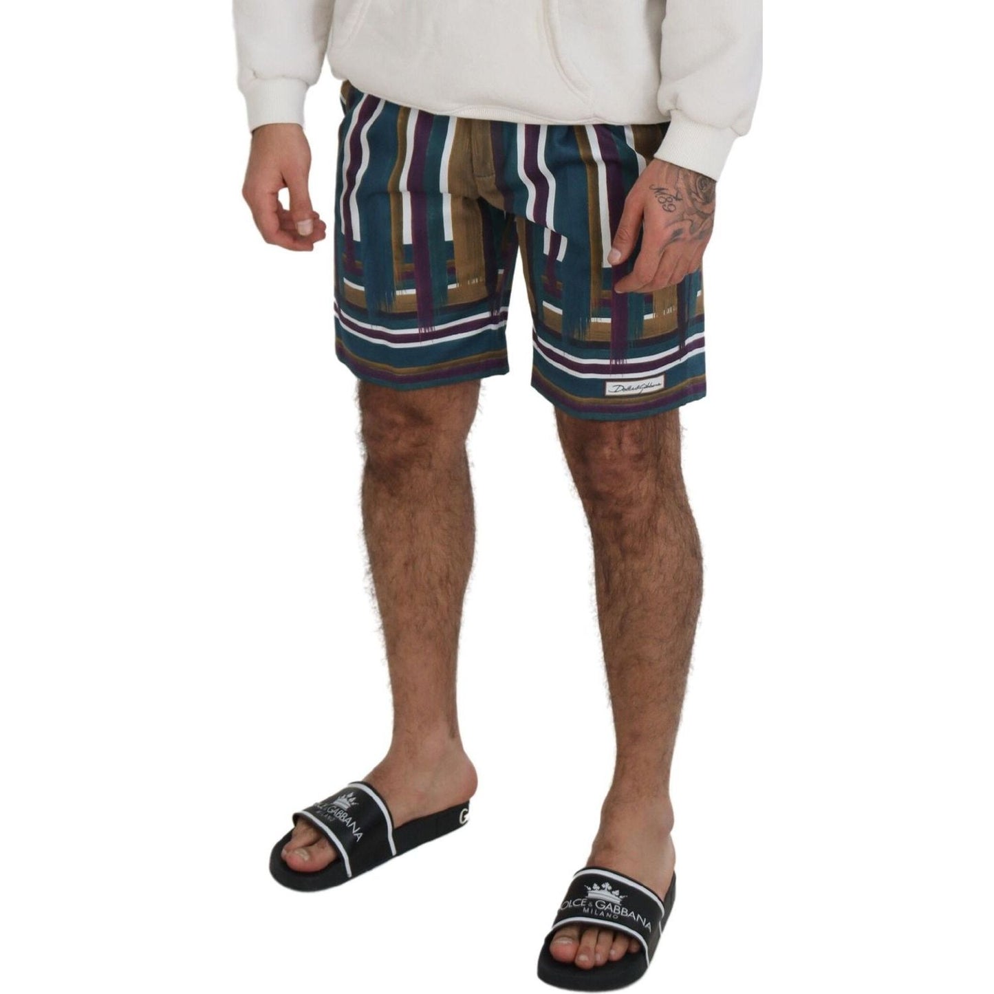 Dolce & Gabbana Multicolor Striped Stretch Cotton Shorts Shorts