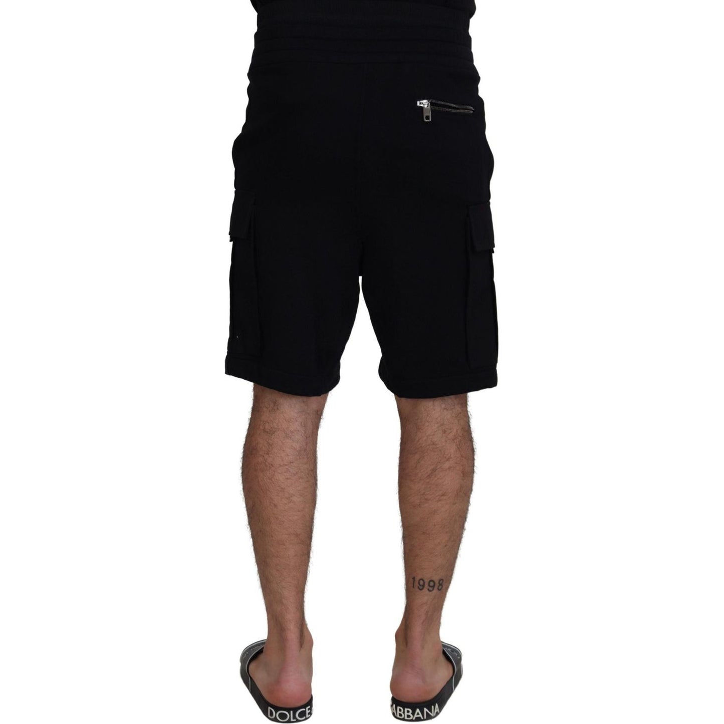 Dolce & Gabbana Black Cotton Bermuda Cargo Shorts Shorts