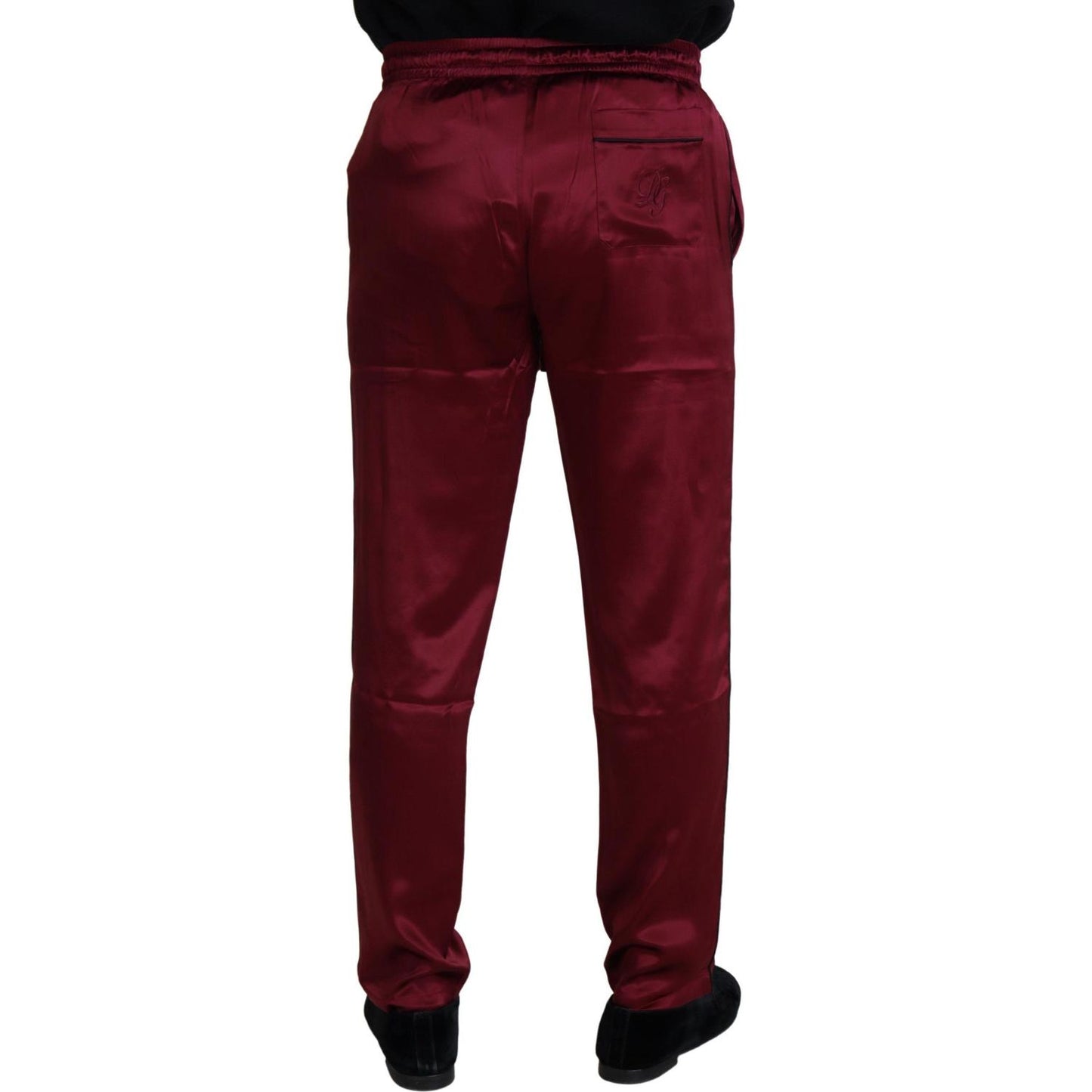 Dolce & Gabbana Bordeaux Silk DG Sleep Lounge Pants Jeans & Pants