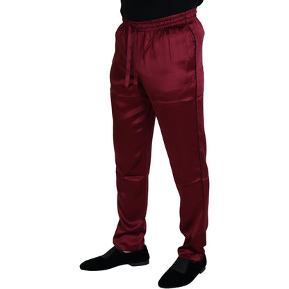 Dolce & Gabbana Bordeaux Silk DG Sleep Lounge Pants Jeans & Pants