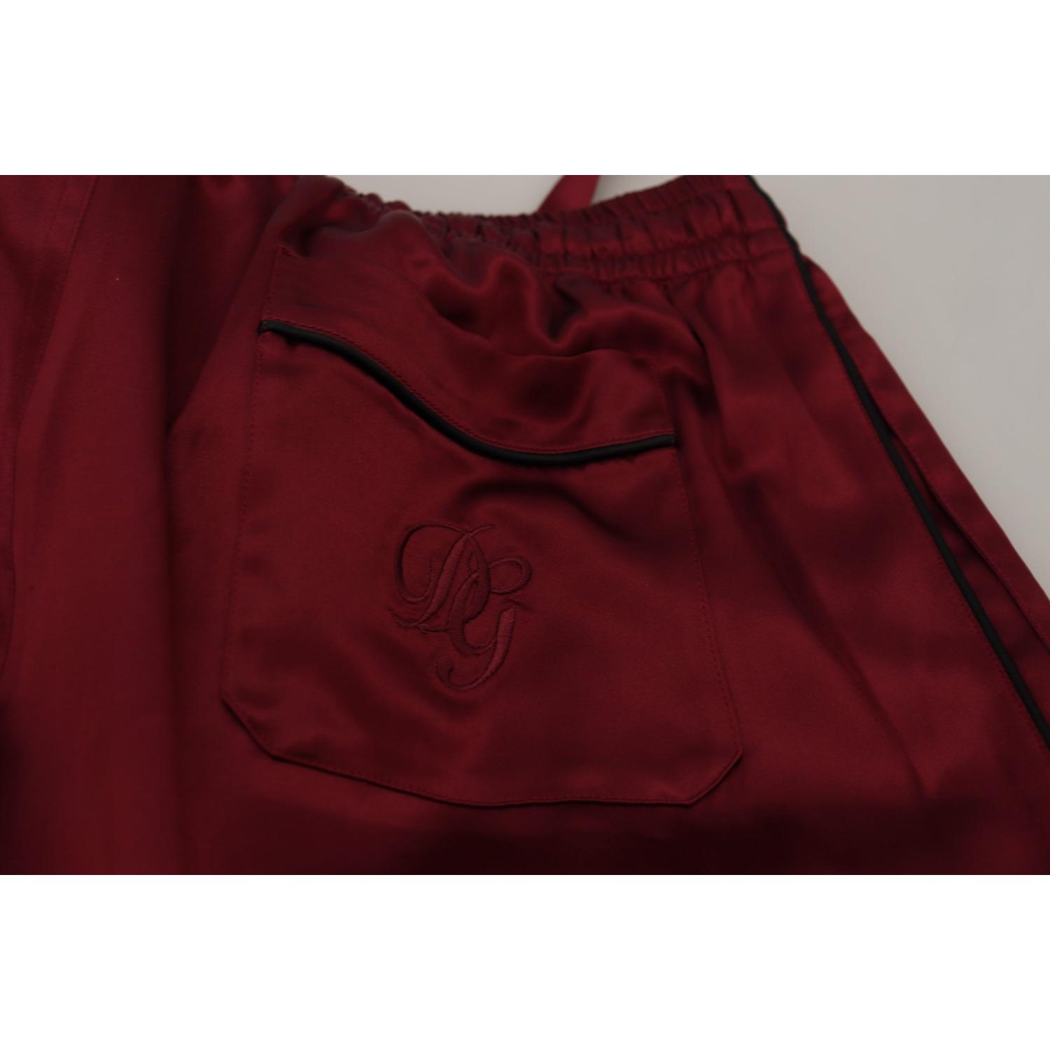 Dolce & Gabbana Bordeaux Silk DG Sleep Lounge Pants