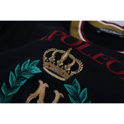 Dolce & Gabbana Black Cotton Embroidered Crewneck T-shirt