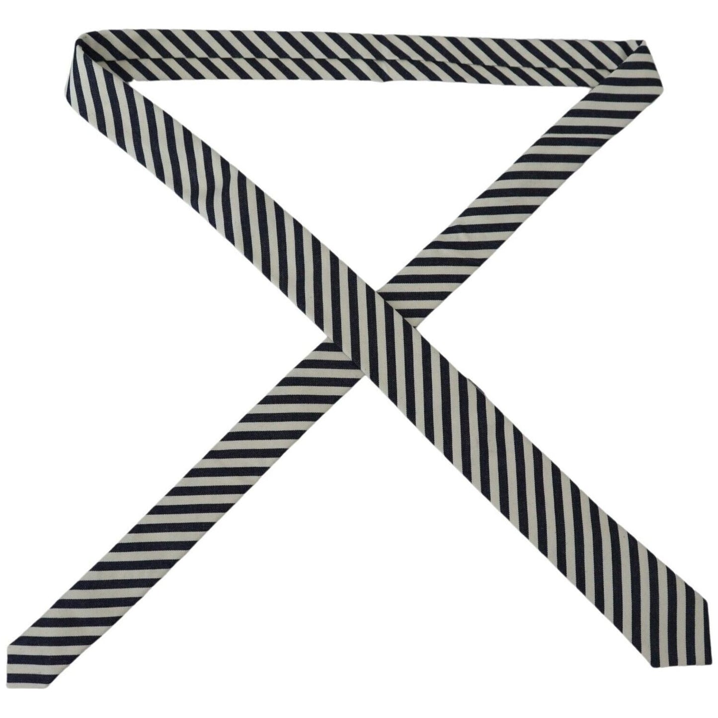 Denny Rose White Blue Striped Classic Adjustable Men Silk Tie