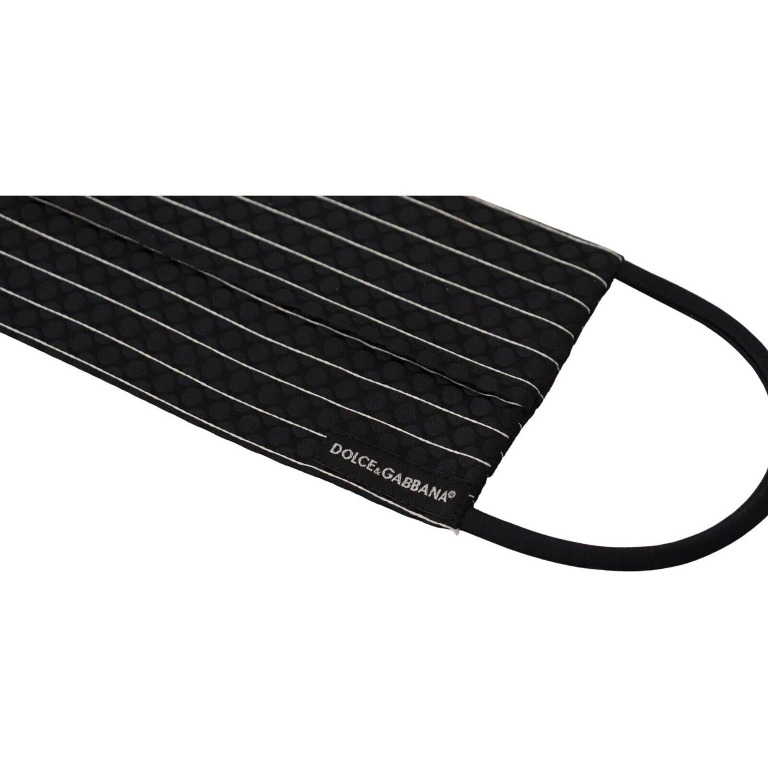 Dolce & Gabbana Black White Stripes Elastic Ear Strap One Size Face Mask