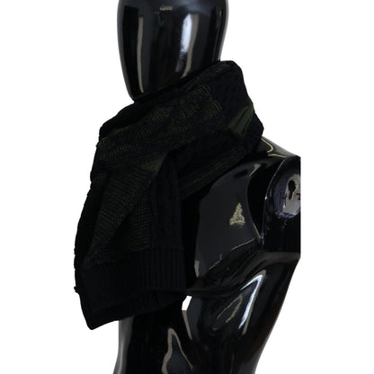 Dolce & Gabbana Black Green Knitted Men Neck Wrap Shawl Scarf